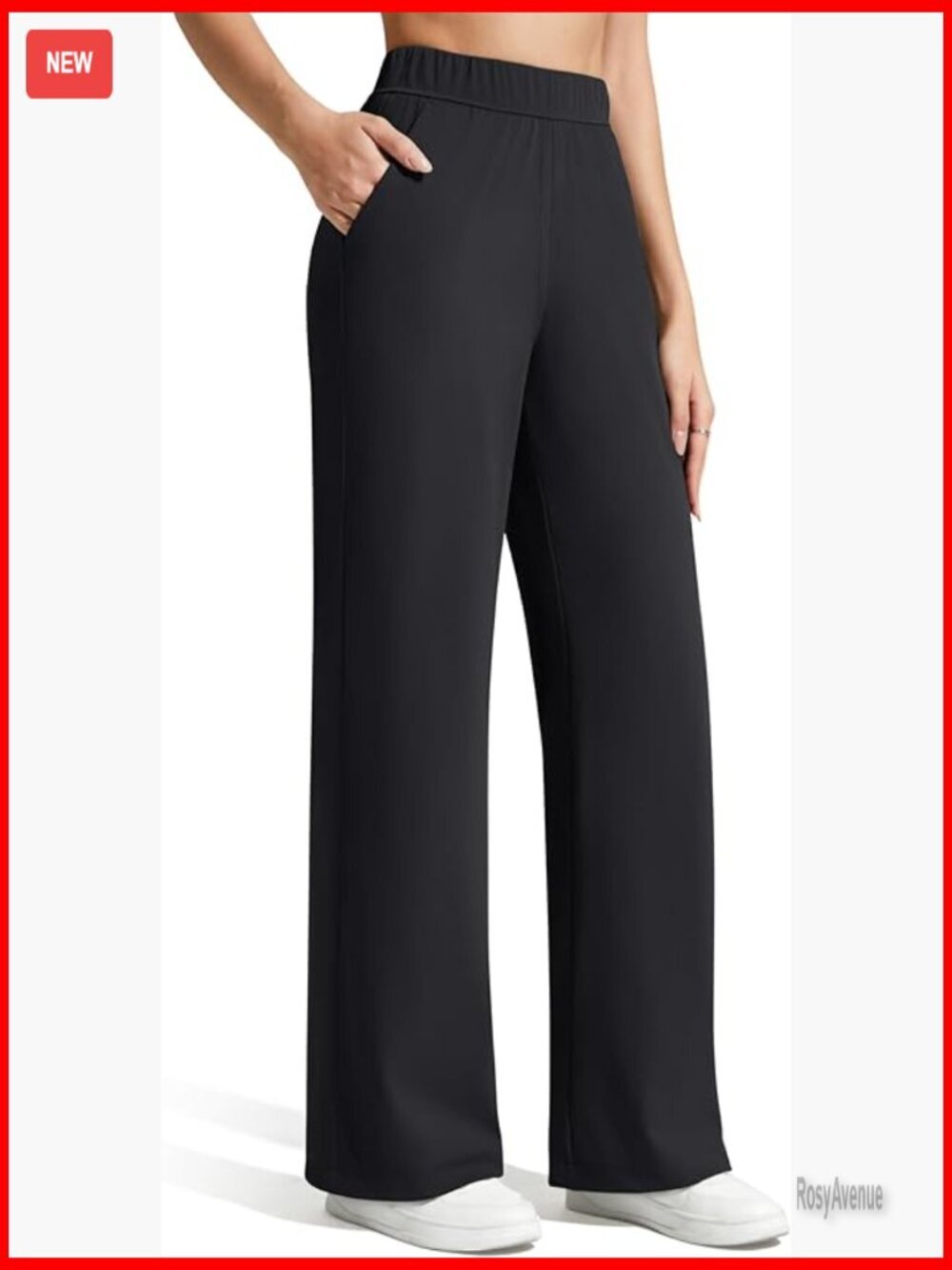High Rise Wide Leg Pull On Pants with Pockets Work Casual